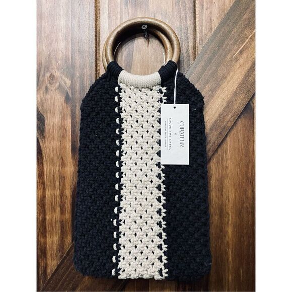 Curateur x Laude the Label Boho Macrame Wood Bag Purse - Picture 2 of 5